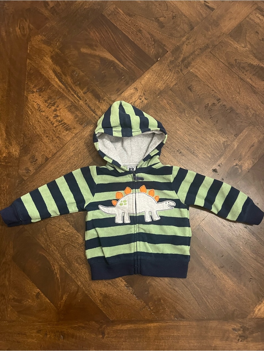 Carter's Zip Up Hooded Sweater- Green & Navy Dinosaur